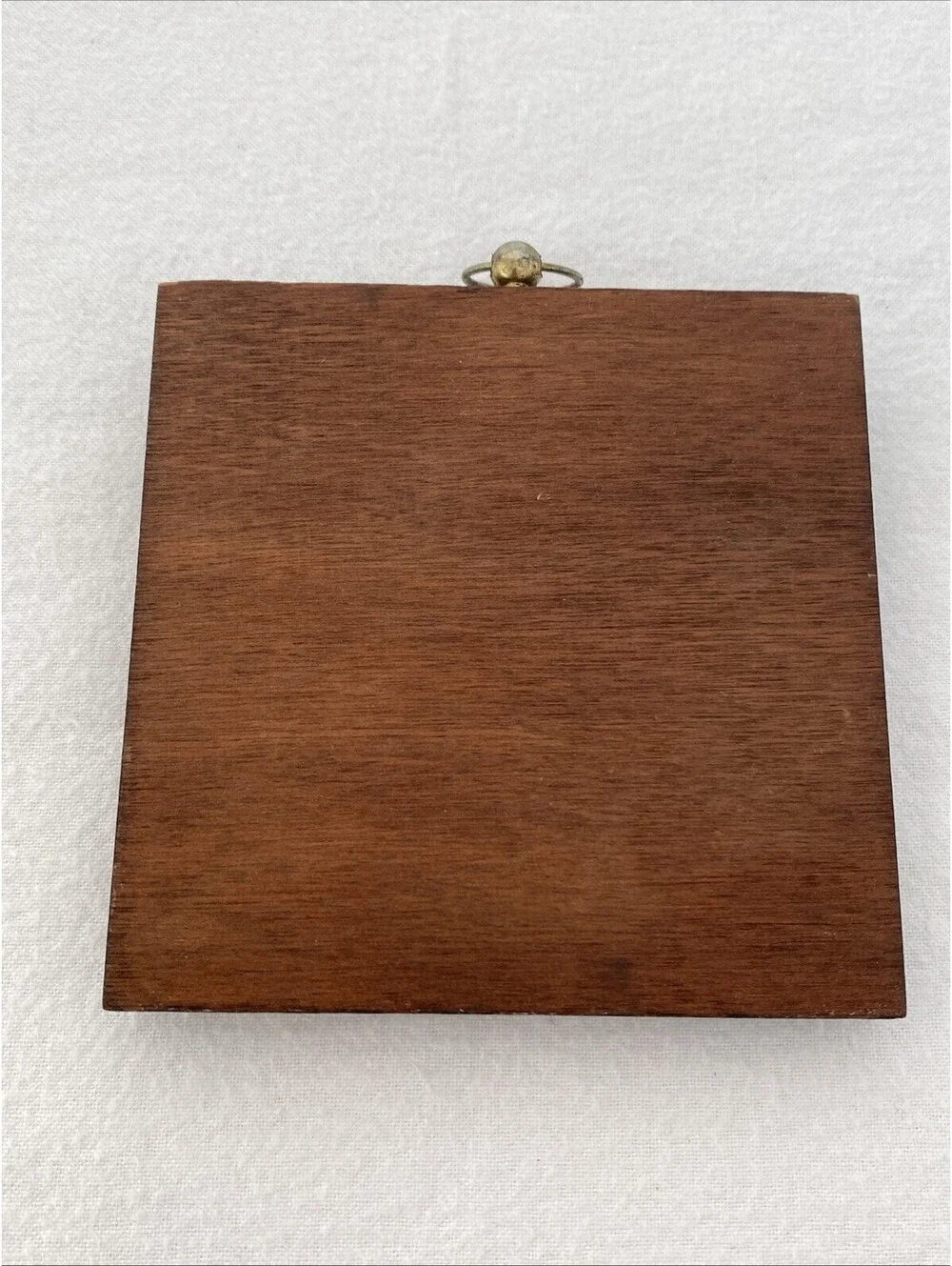 Vintage Mini Wall Plaque Home in the Wilderness 5x5 Brown Snowy  Woods